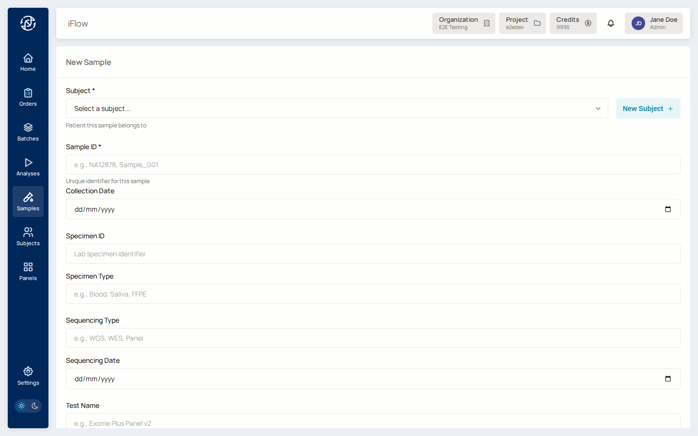 Create sample
