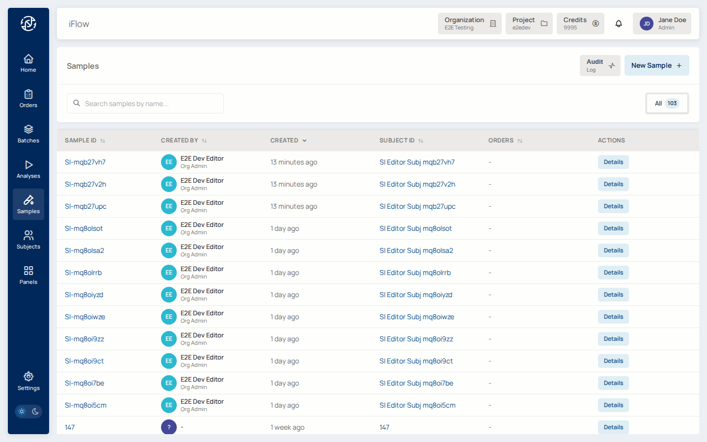 Upload sample data