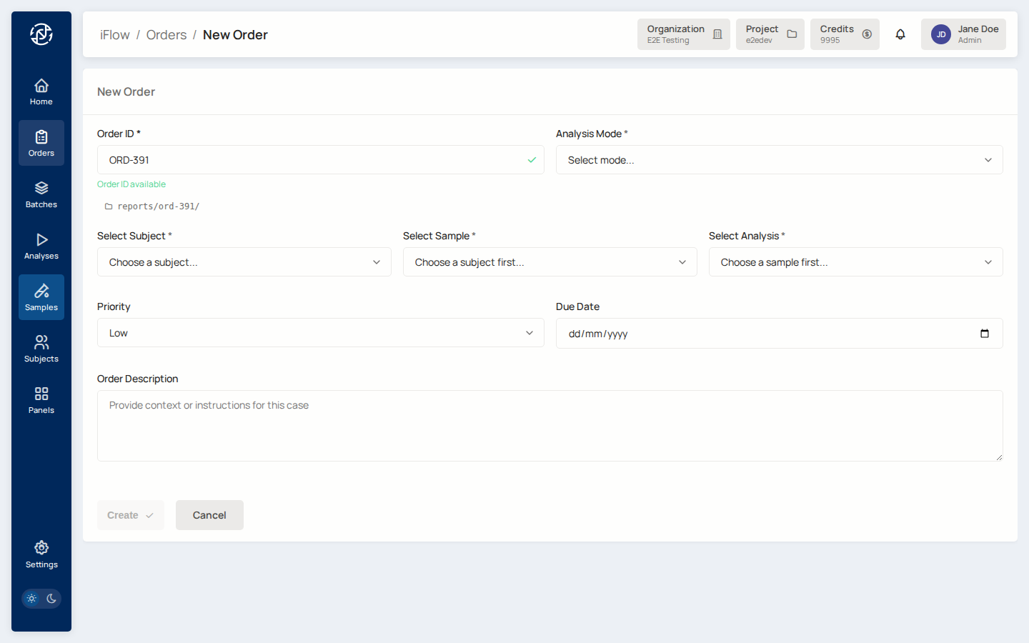 Create order